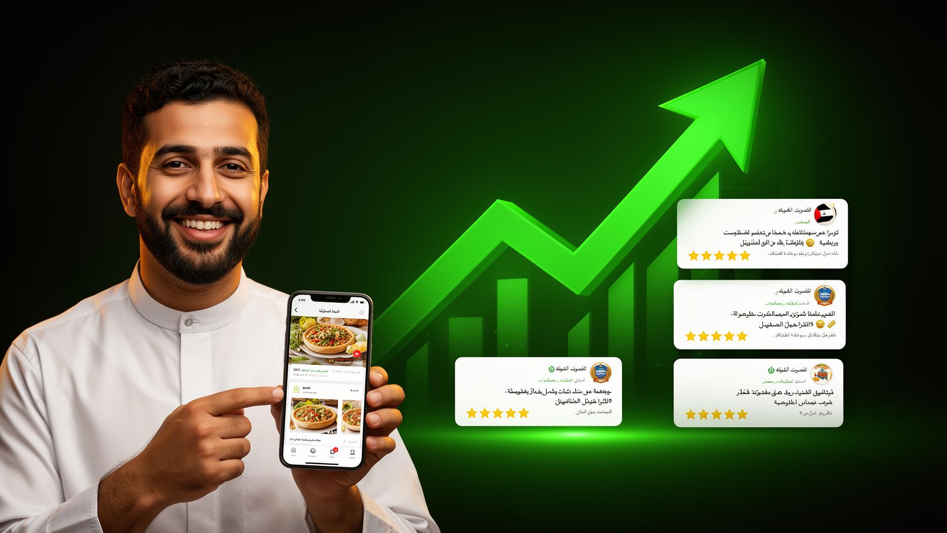 صاحب مطعم يعرض نتائج Boostr ونمو في الطلبات والتقييمات